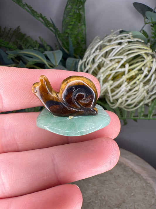 Tigers eye snail & green adventurine(choose your own)