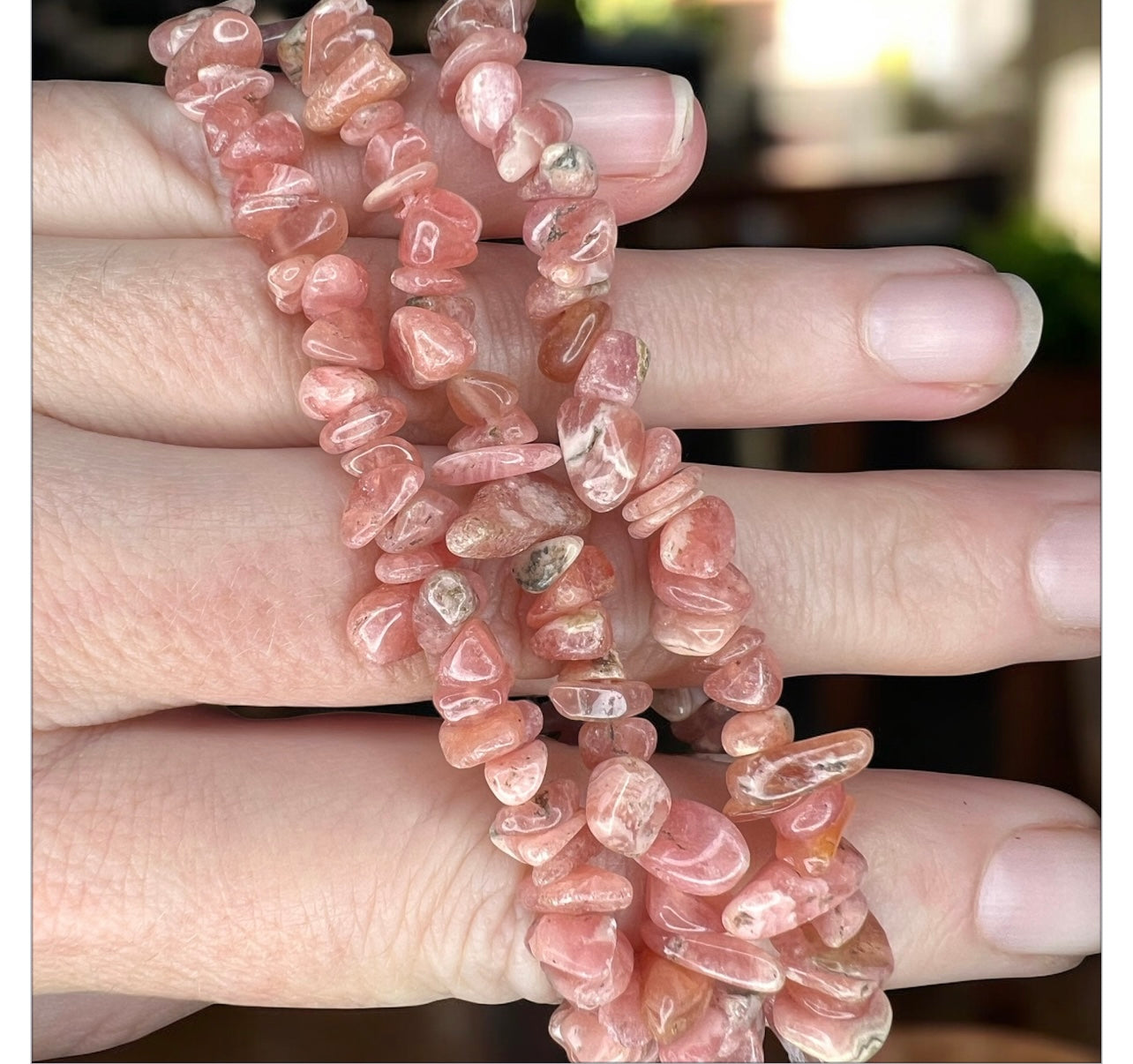 Rhodochrosite chip bracelets