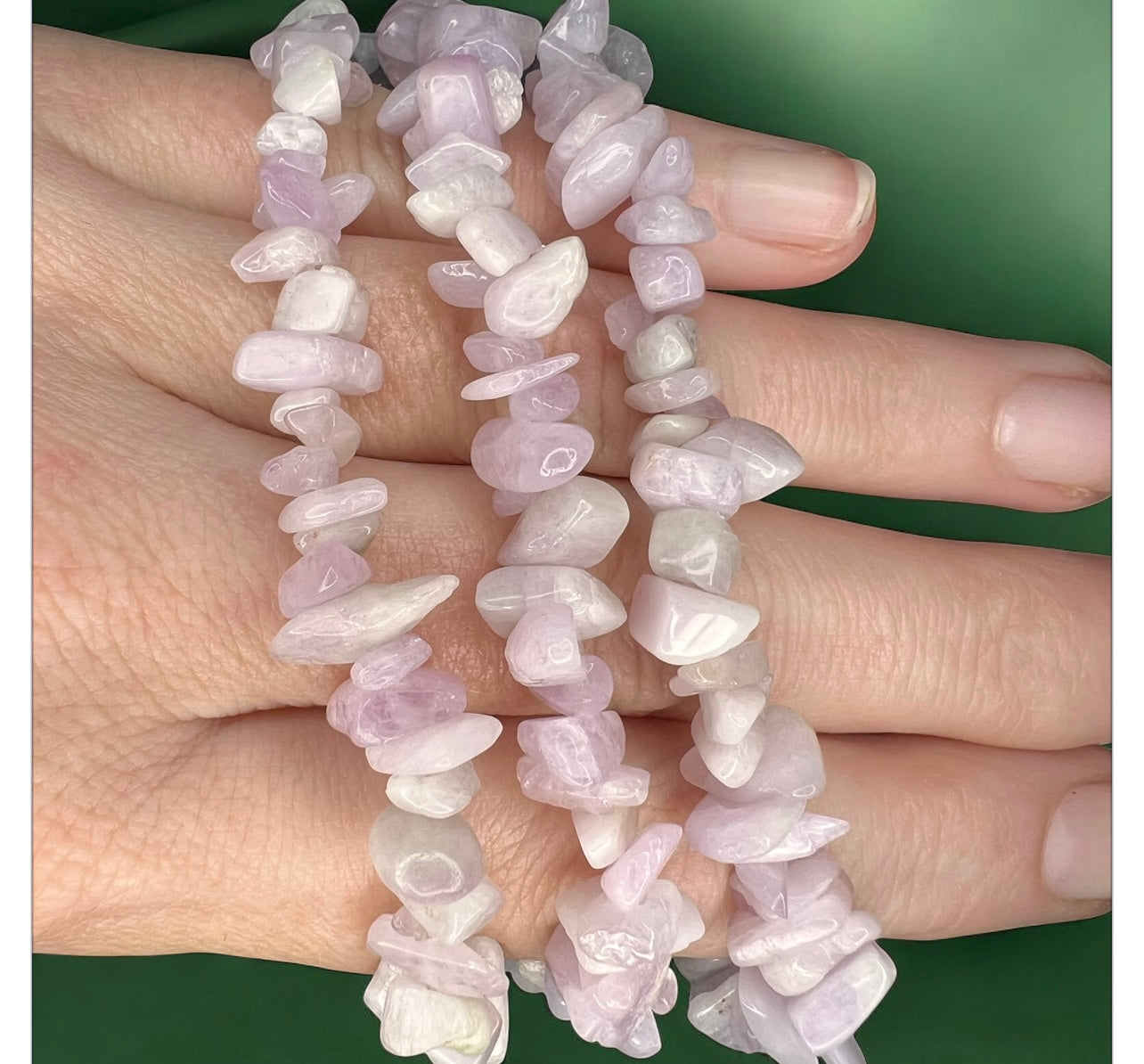 Kunzite chip bracelets