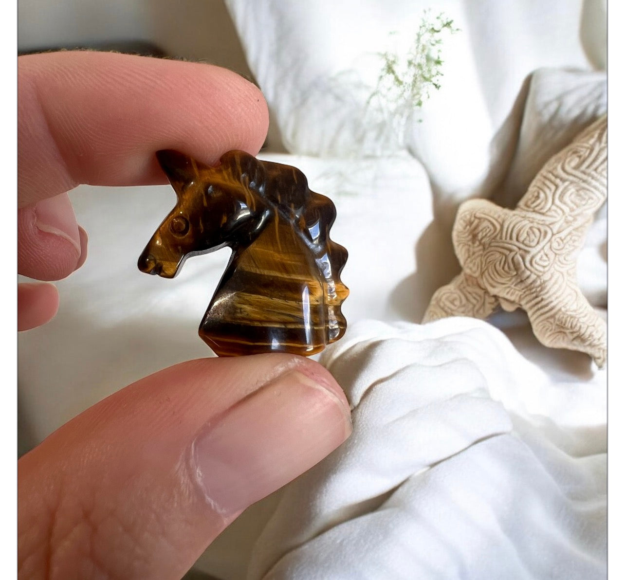 Tiger eye unicorn small carving