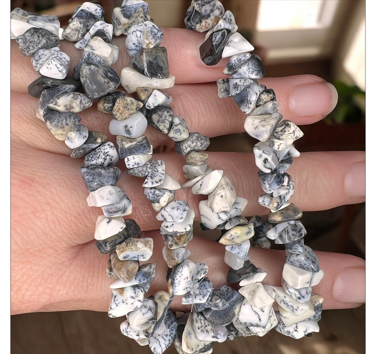 Dentrite agate chip bracelets