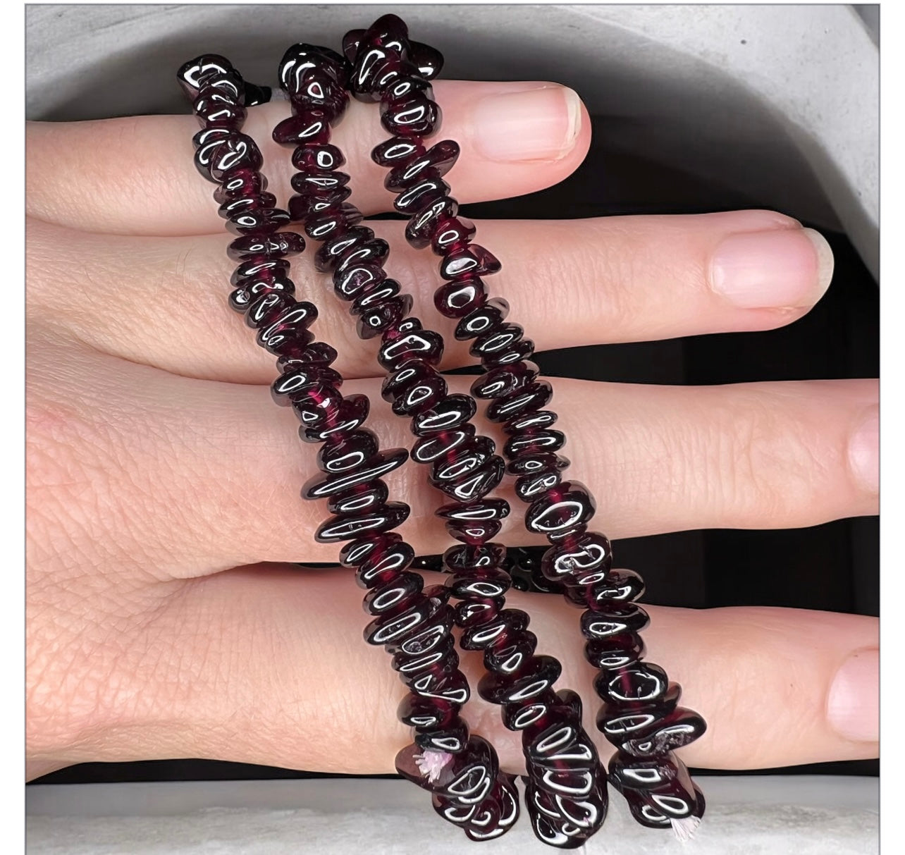 Garnet chip bracelets