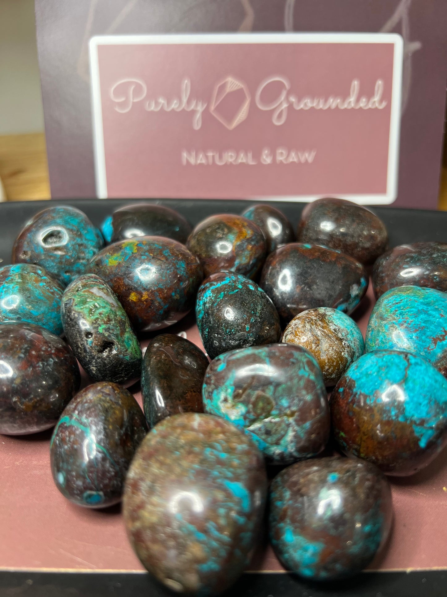 Chrysocolla azurite tumbles