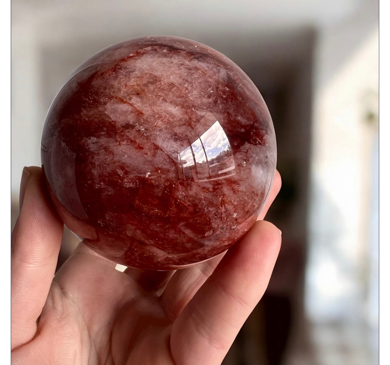 Large high quality fire quartz sphere