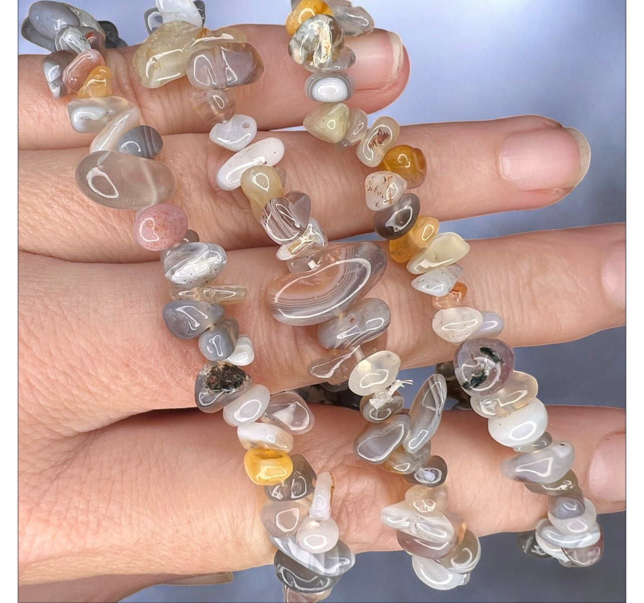 Botswanna agate chip bracelets