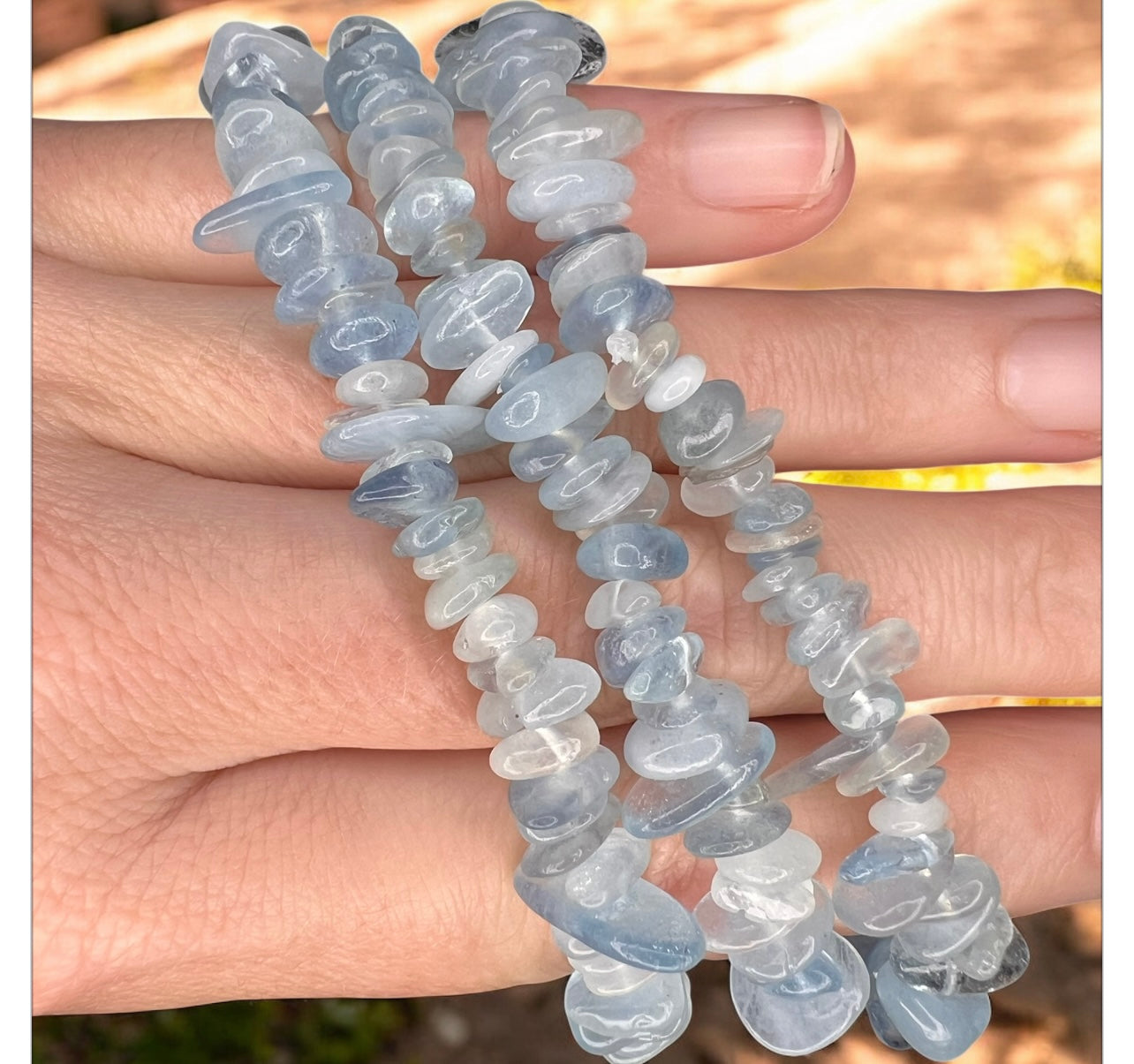 Aquamarine chip bracelets