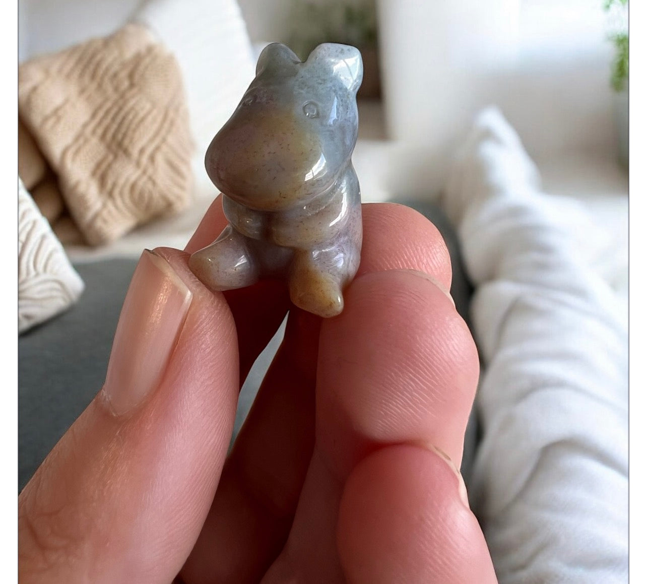 Ocean jasper small hippo carving
