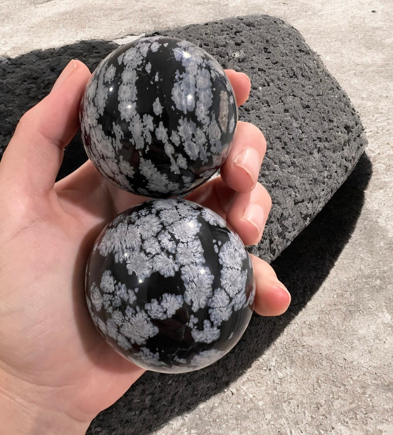 Snowflake obsidian sphere intuitively chosen