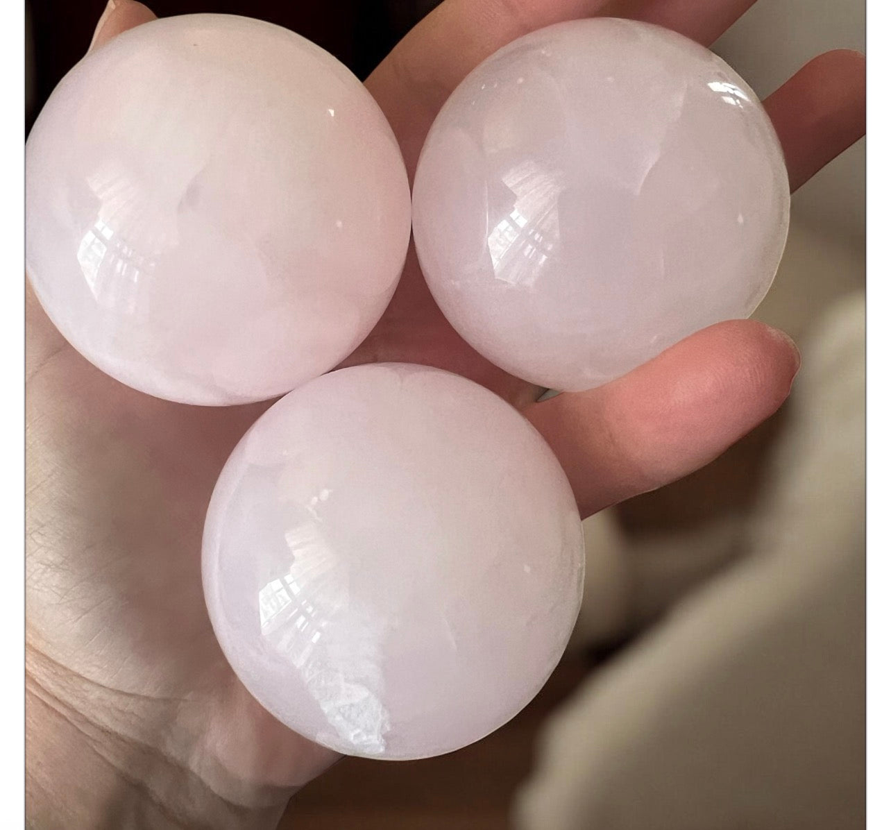 Rose quartz spheres palm size (each)