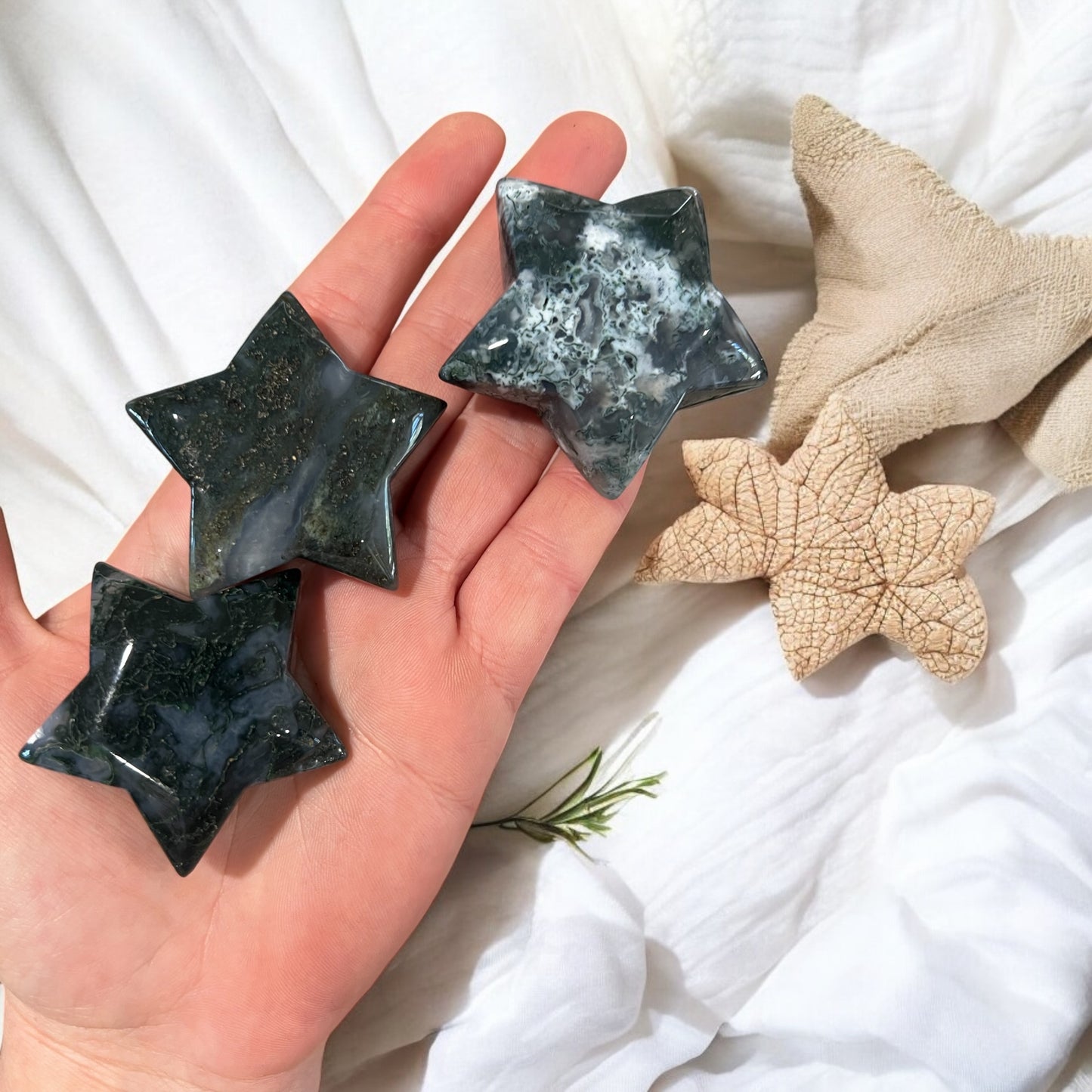 Moss agate stars intuitively chosen