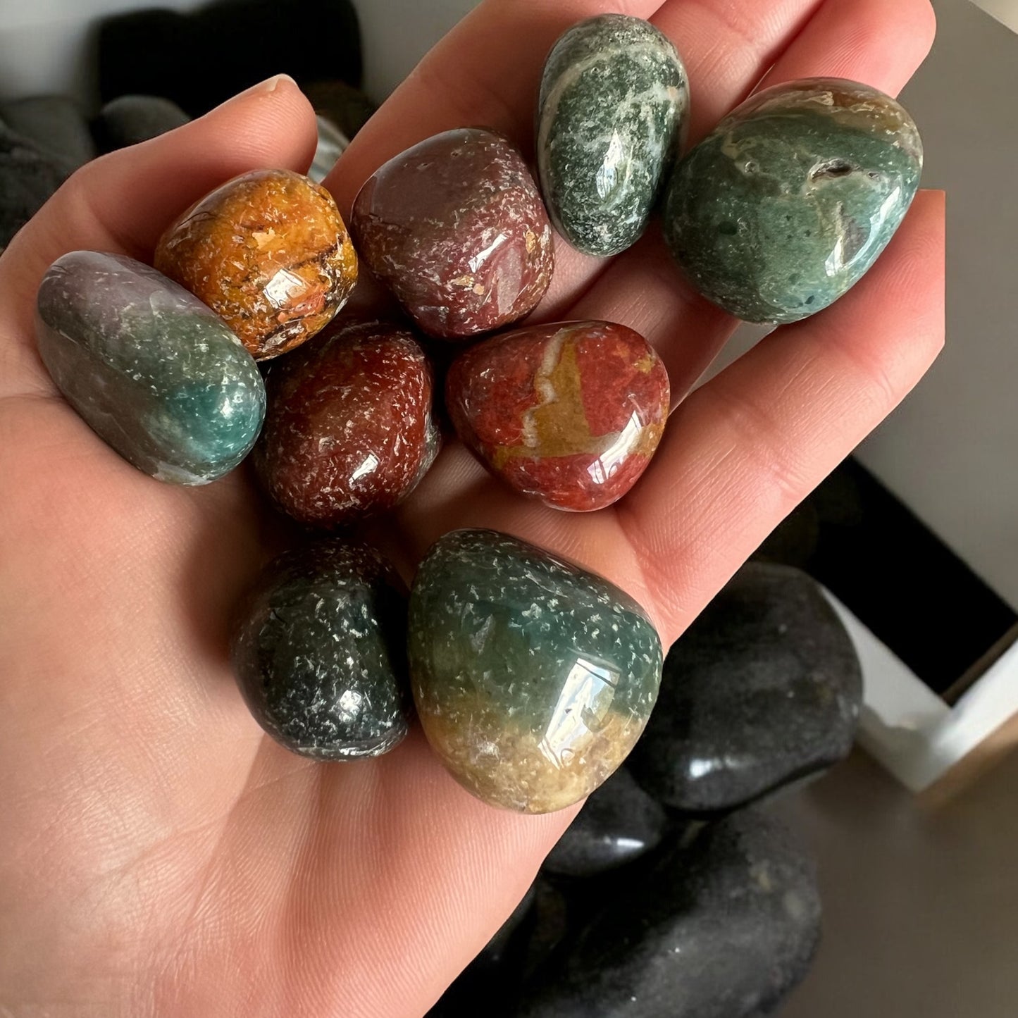 Ocean jasper tumbles intuitively chosen