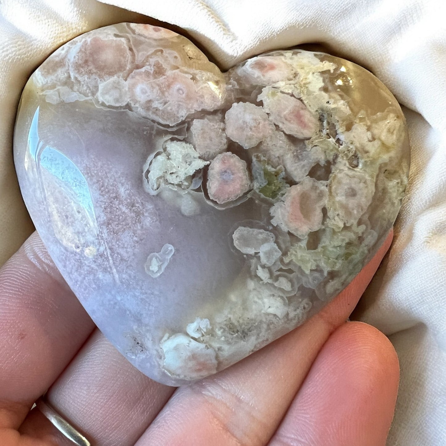 High quality flower agate heart