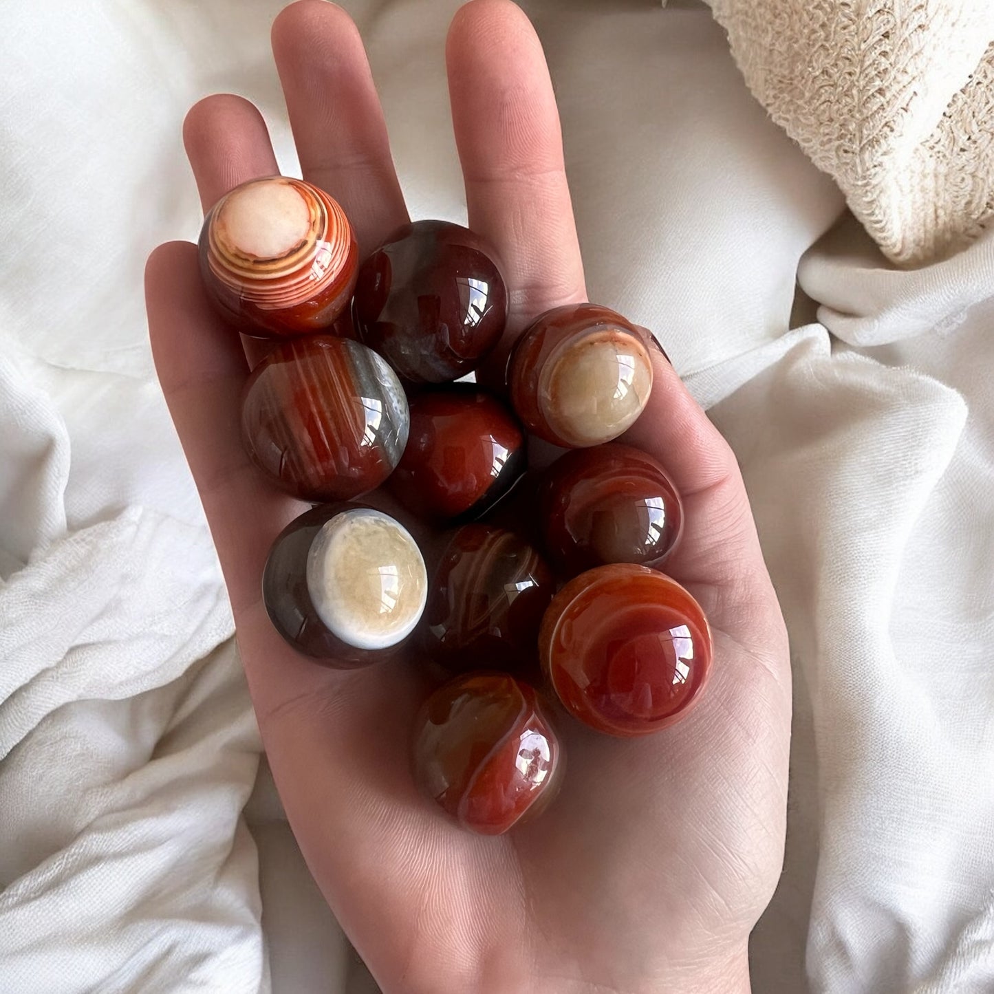 Gorgeous banded carnelian spheres