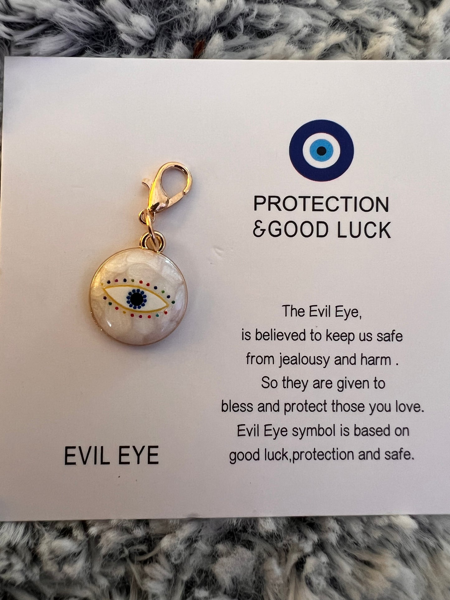 Evil eye clip on with card