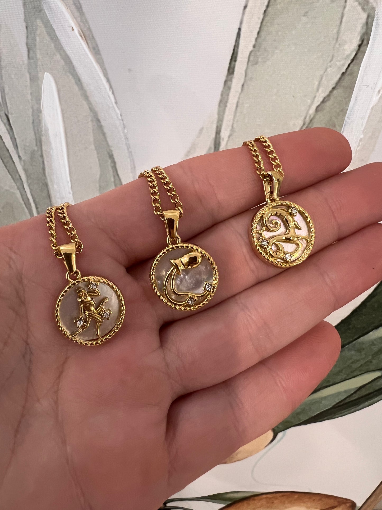 18k gold plated stainless steel zodiac necklace