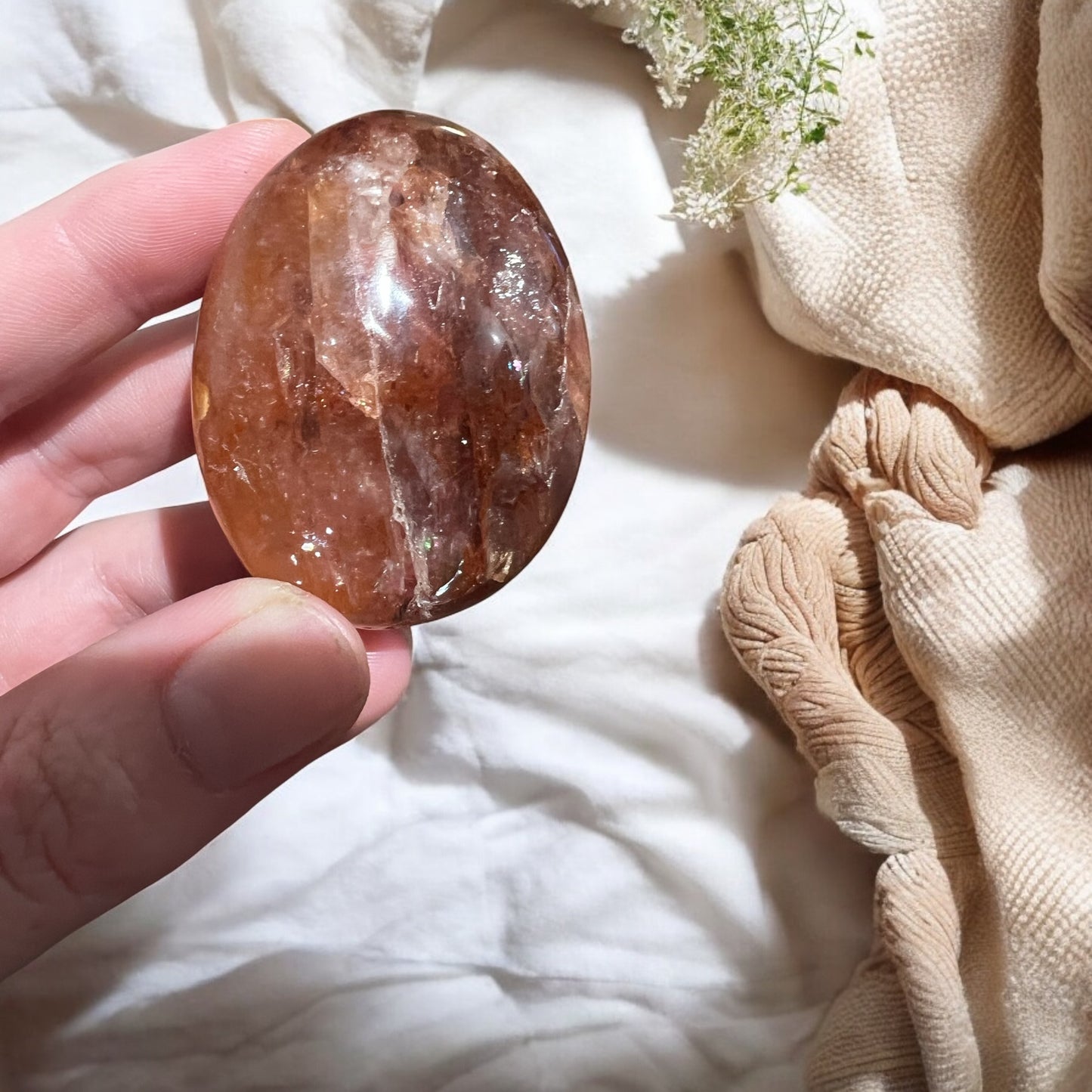 A grade Fire Quartz palm medium