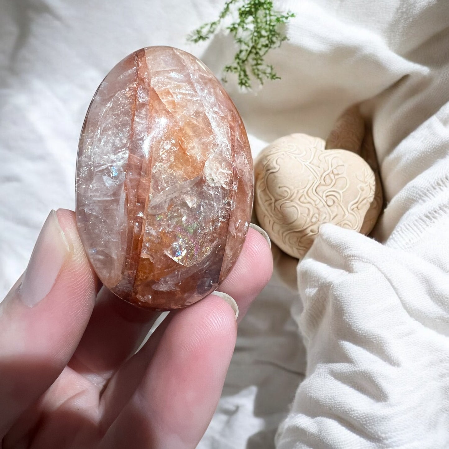 A grade Fire Quartz palm medium