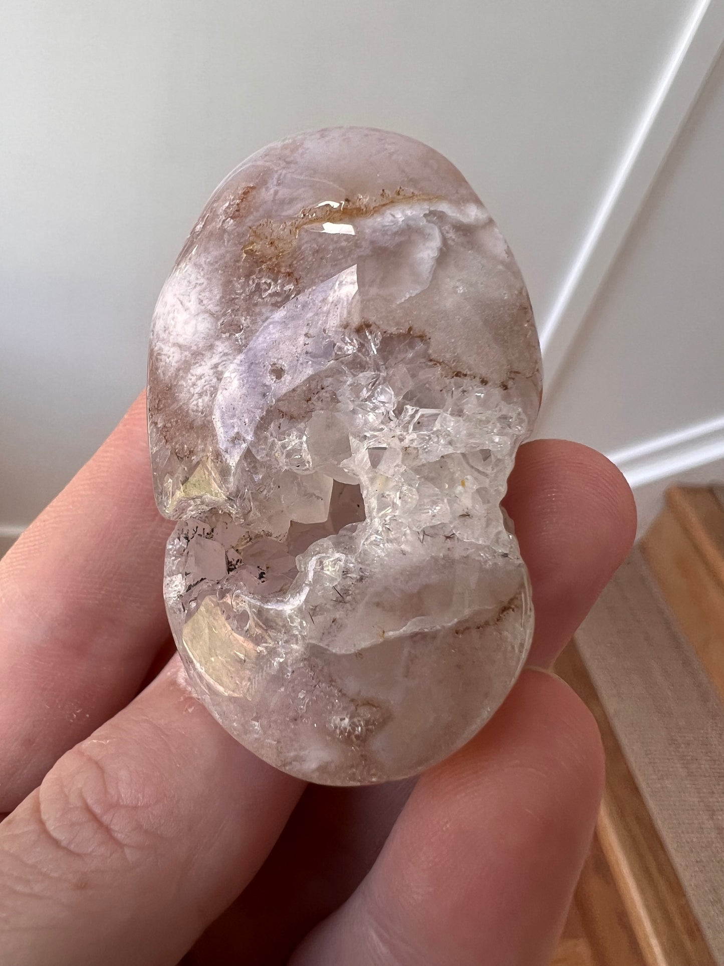 Drusy pink amethyst palm