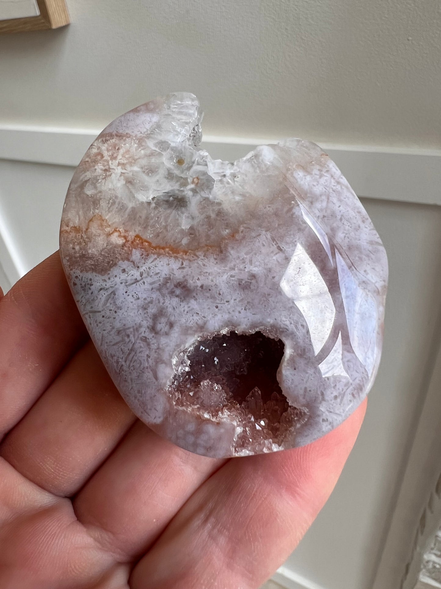 Drusy pink amethyst palm