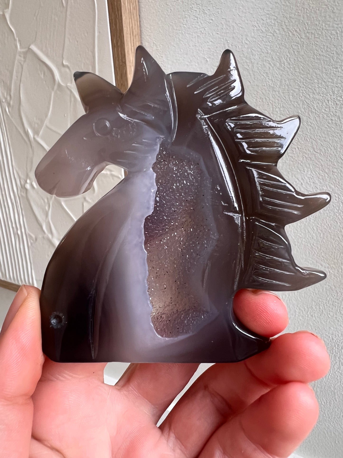 Drusy agate unicorn standing