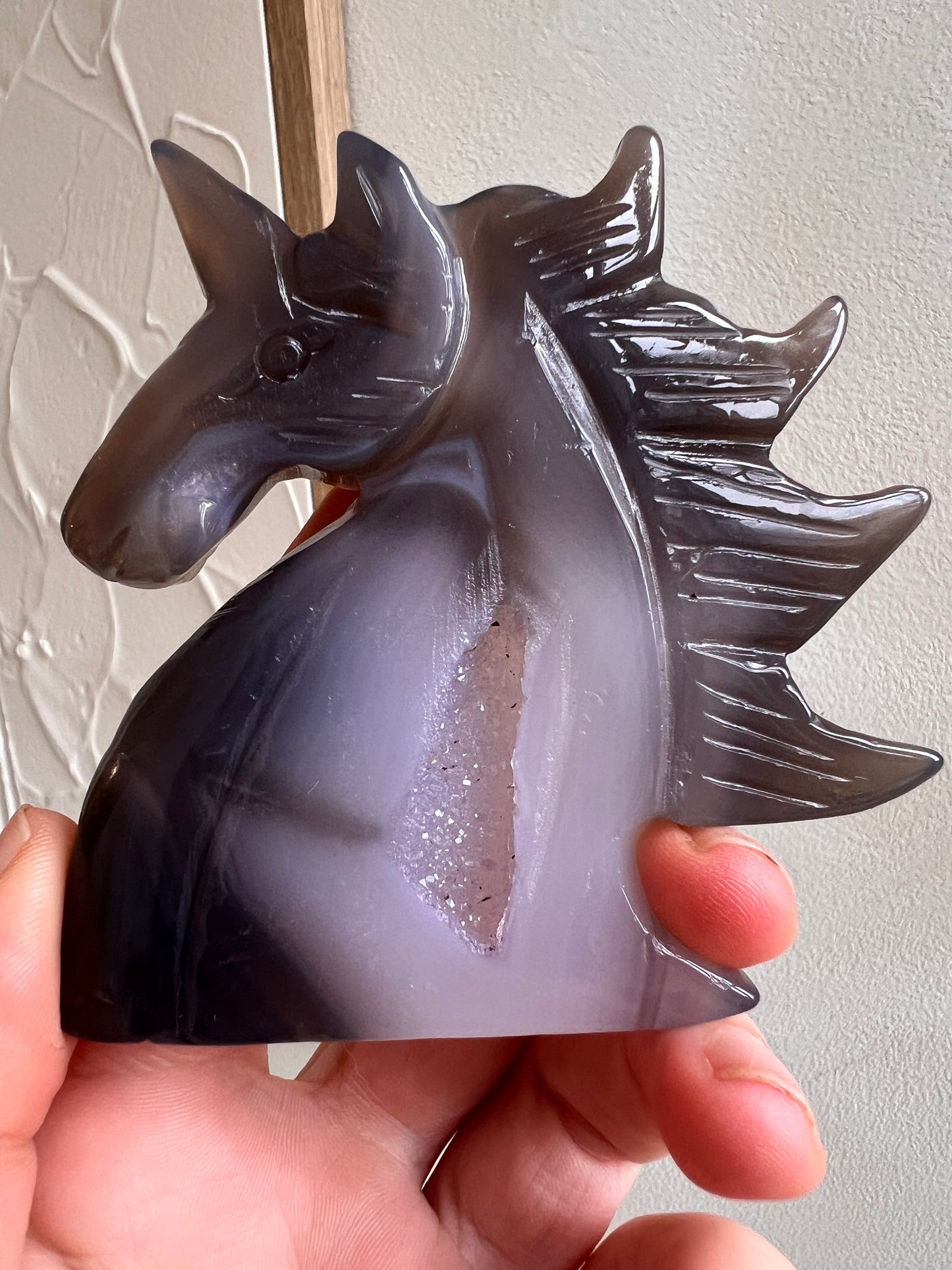 Drusy agate unicorn standing