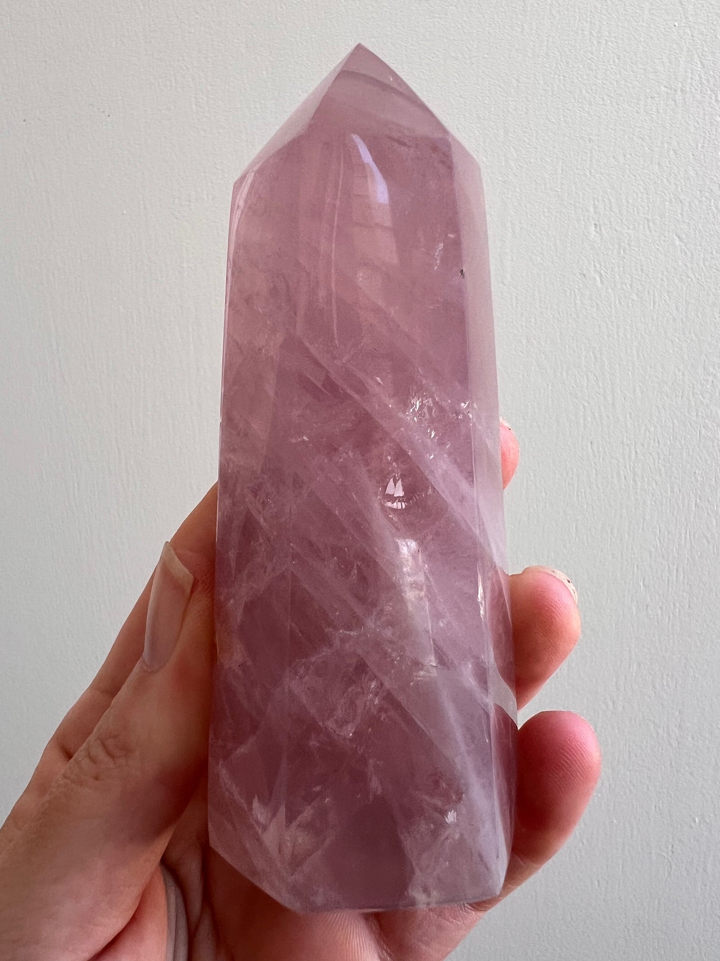 Madagascar lavender clear gemmy rose quartz tower