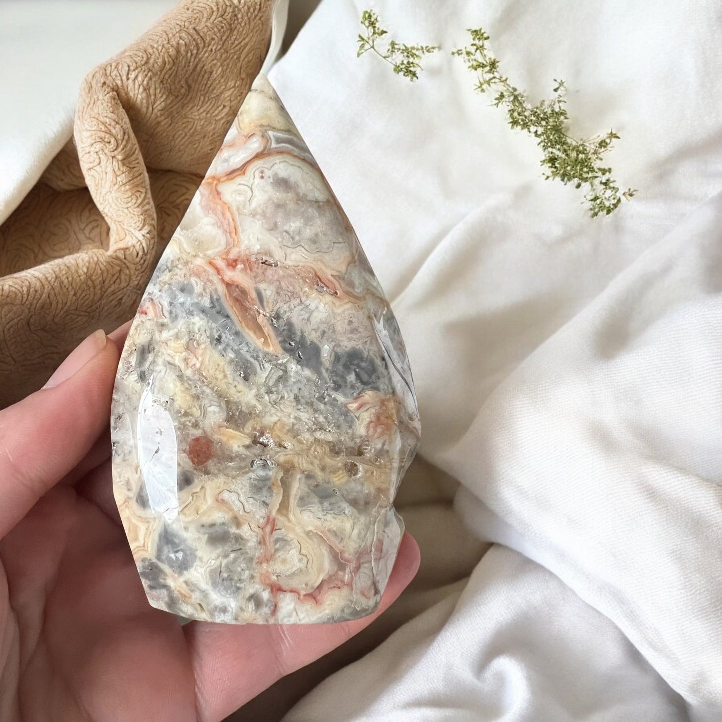 Yellow crazy lace agate teardrop