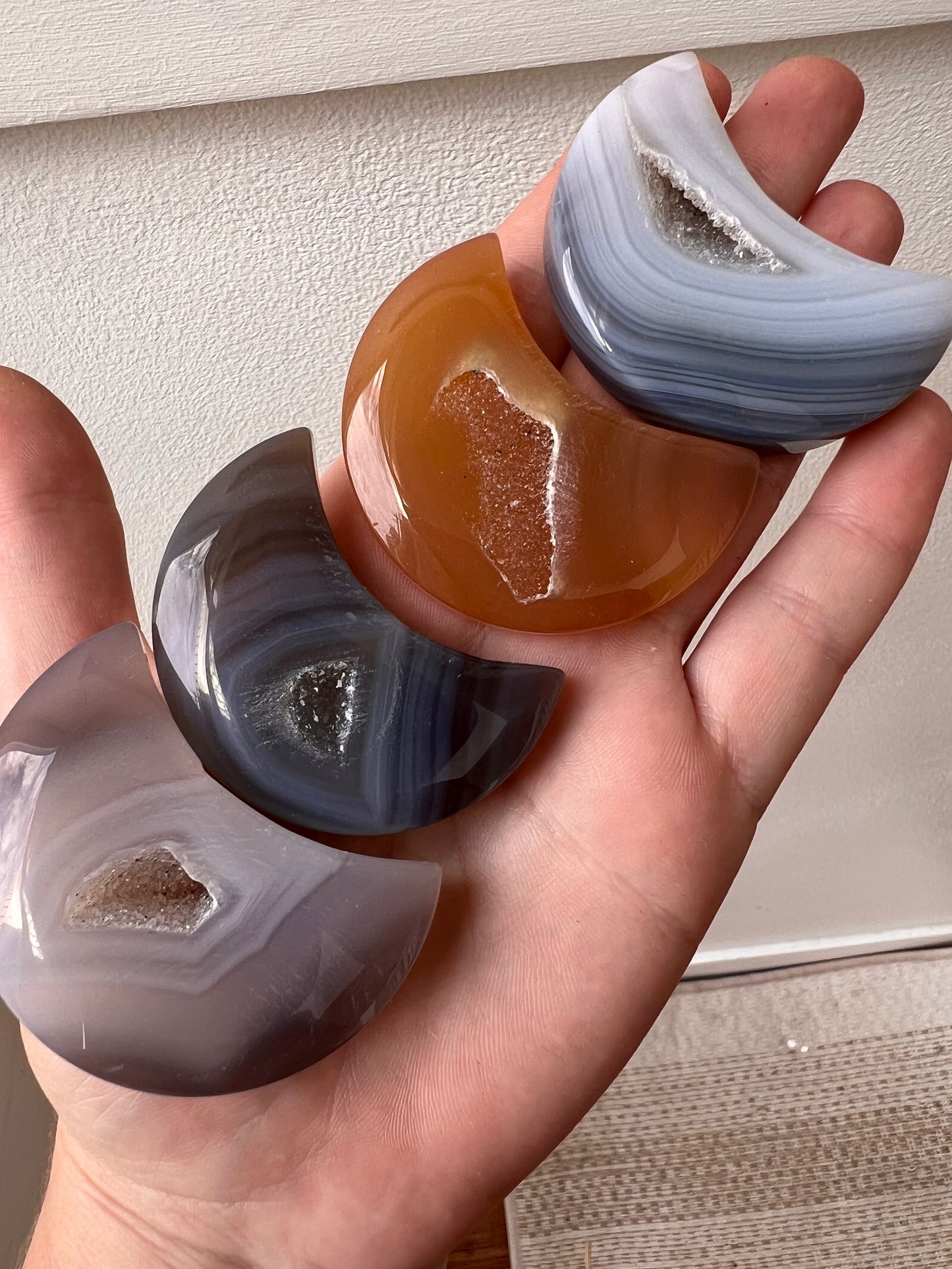 Drusy agate moons intuitively chosen