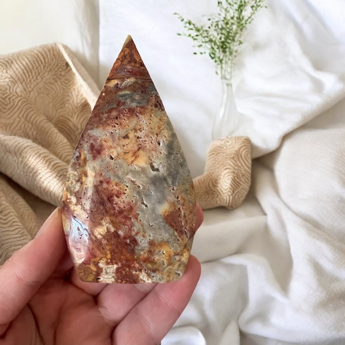 Crazy lace agate teardrop