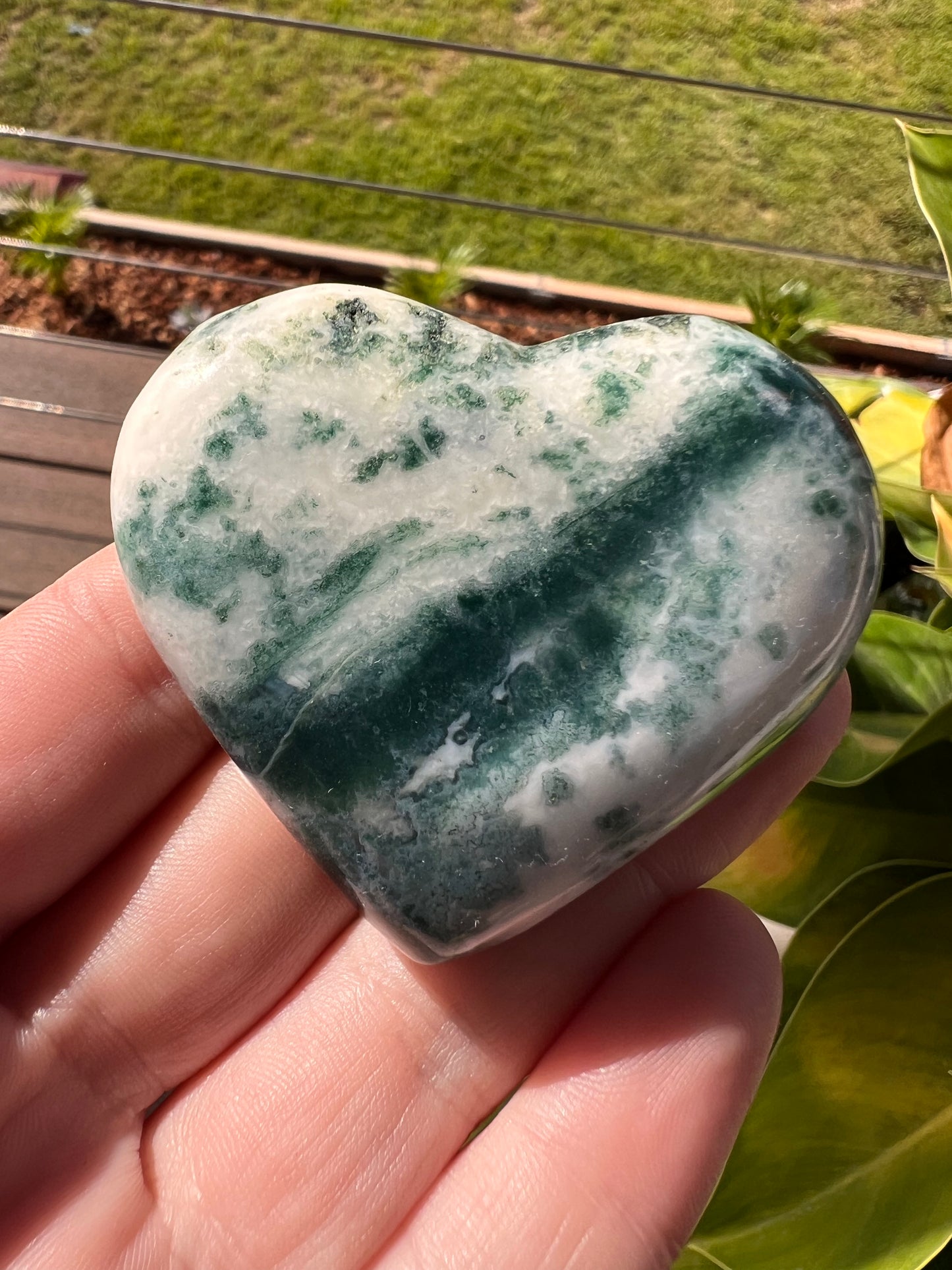 Moss agate heart