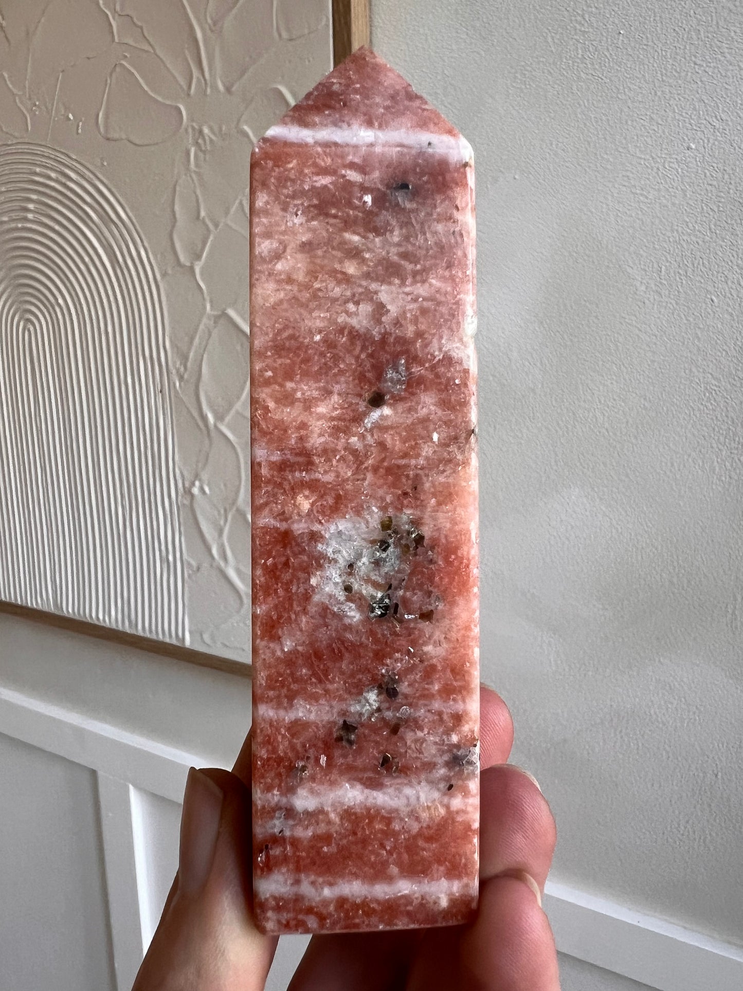 Pink calcite tower 14cm chunky