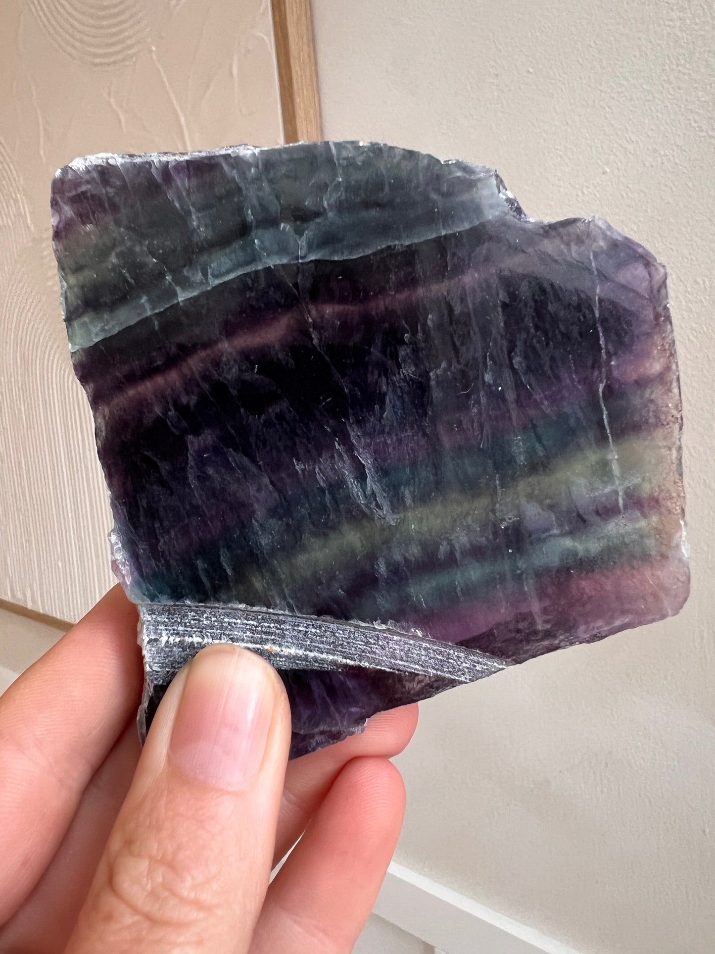 Raw fluorite slab 9x9cm