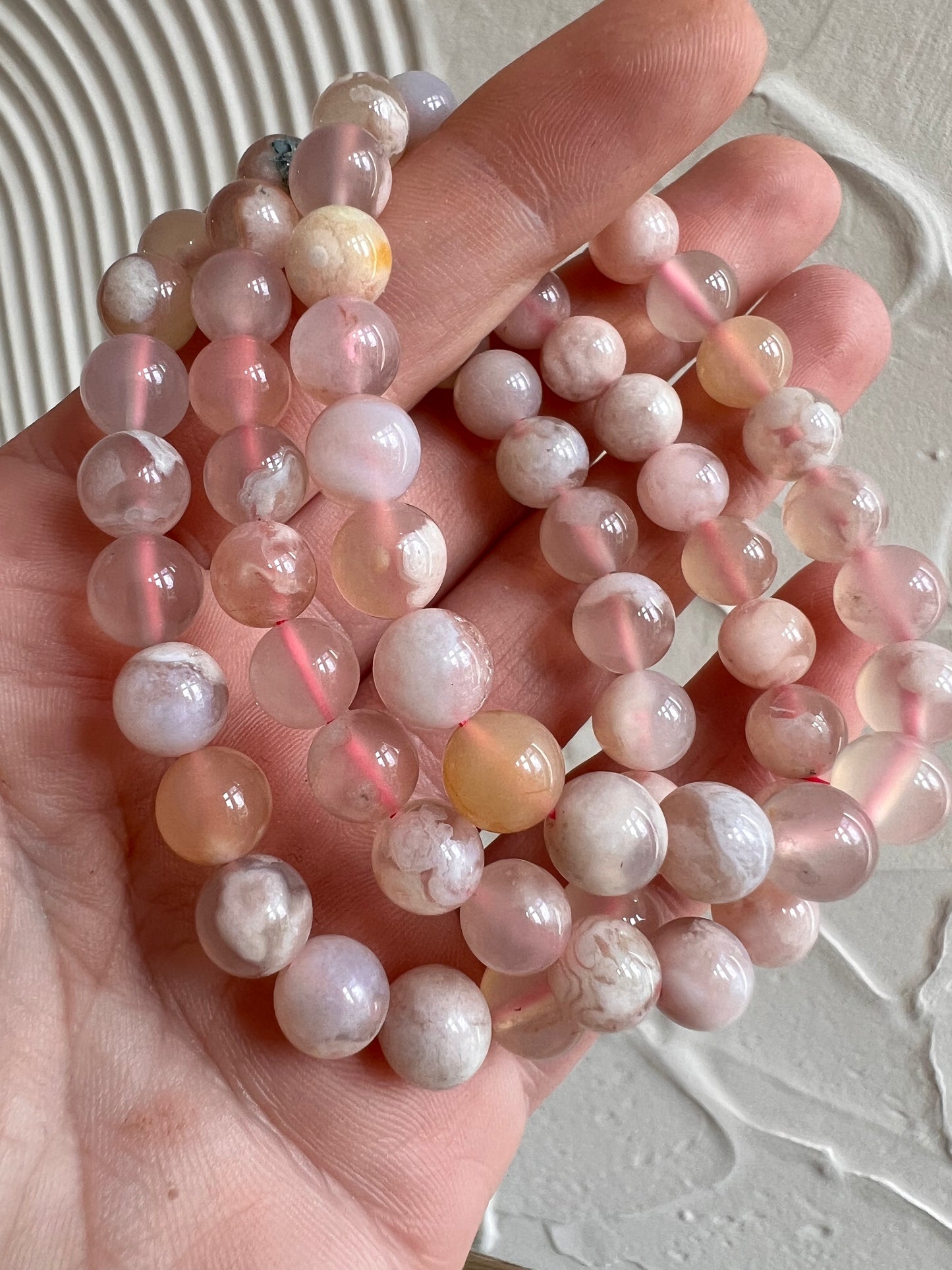 Flower agate 8mm bracelet