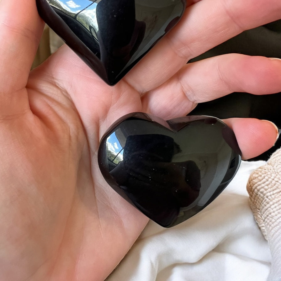 Rainbow obsidian hearts