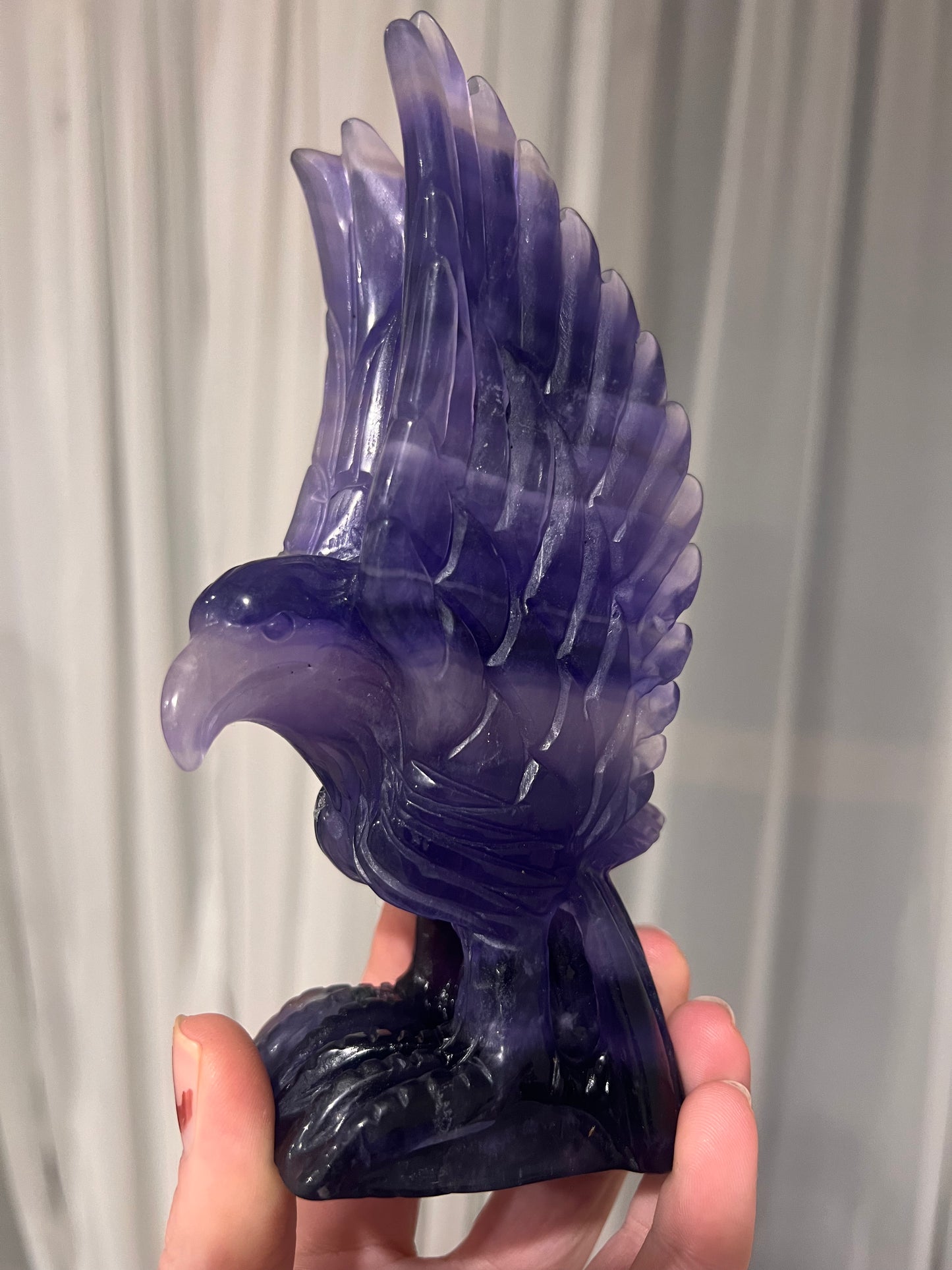 Beautiful high quality hand carved purple fluorite eagle