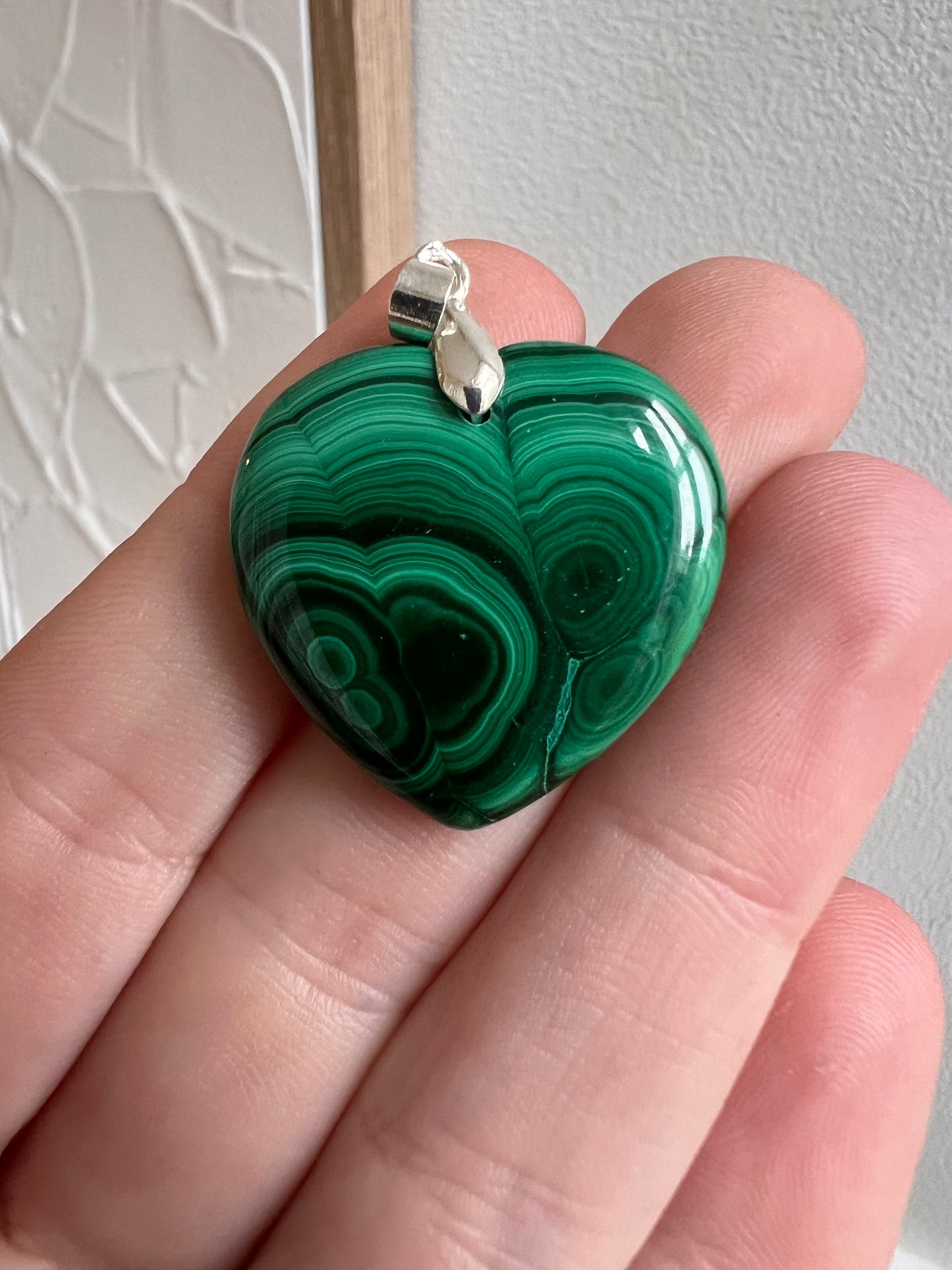 Malachite double sided heart pendant