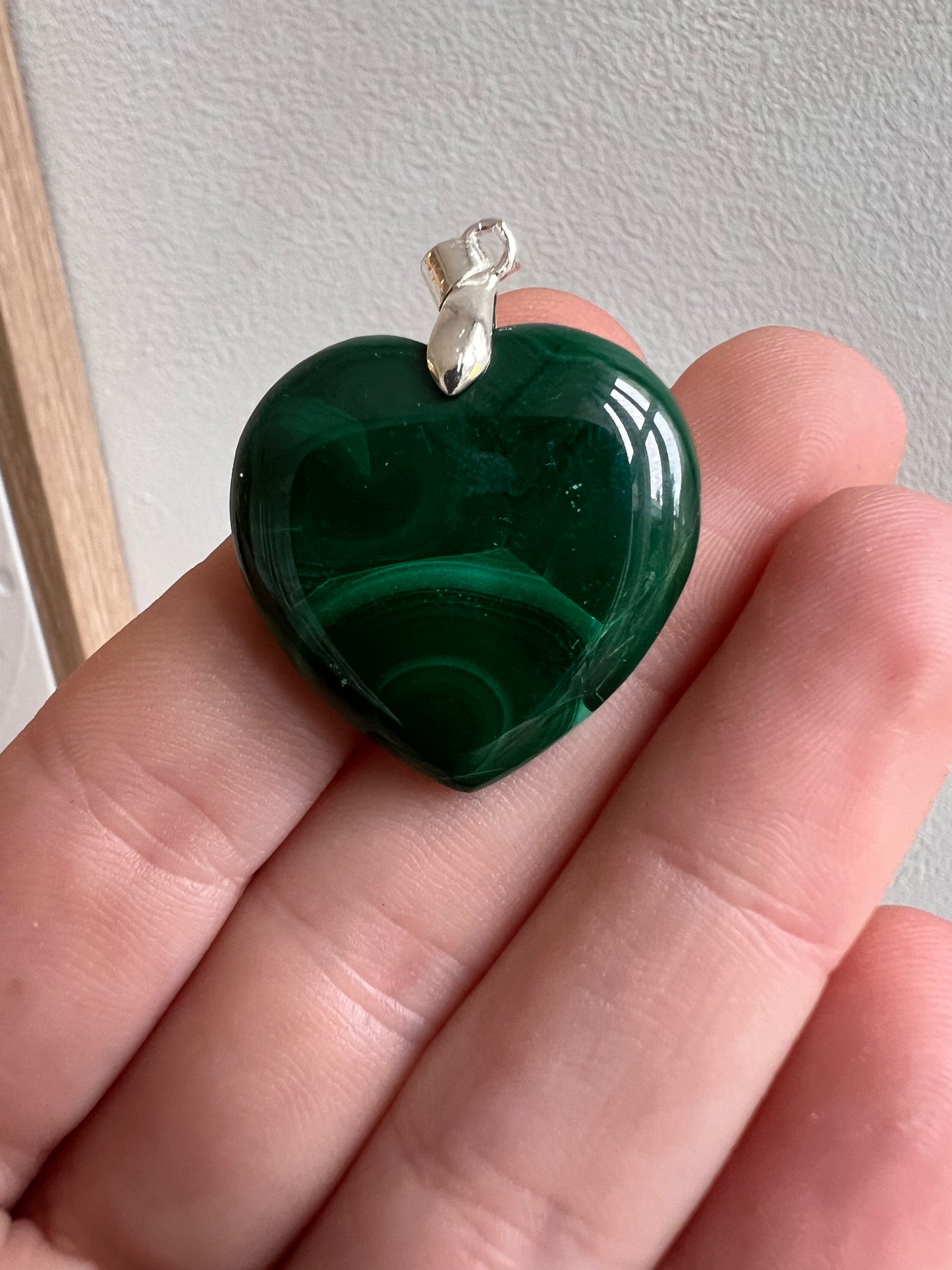 Malachite double sided heart pendant