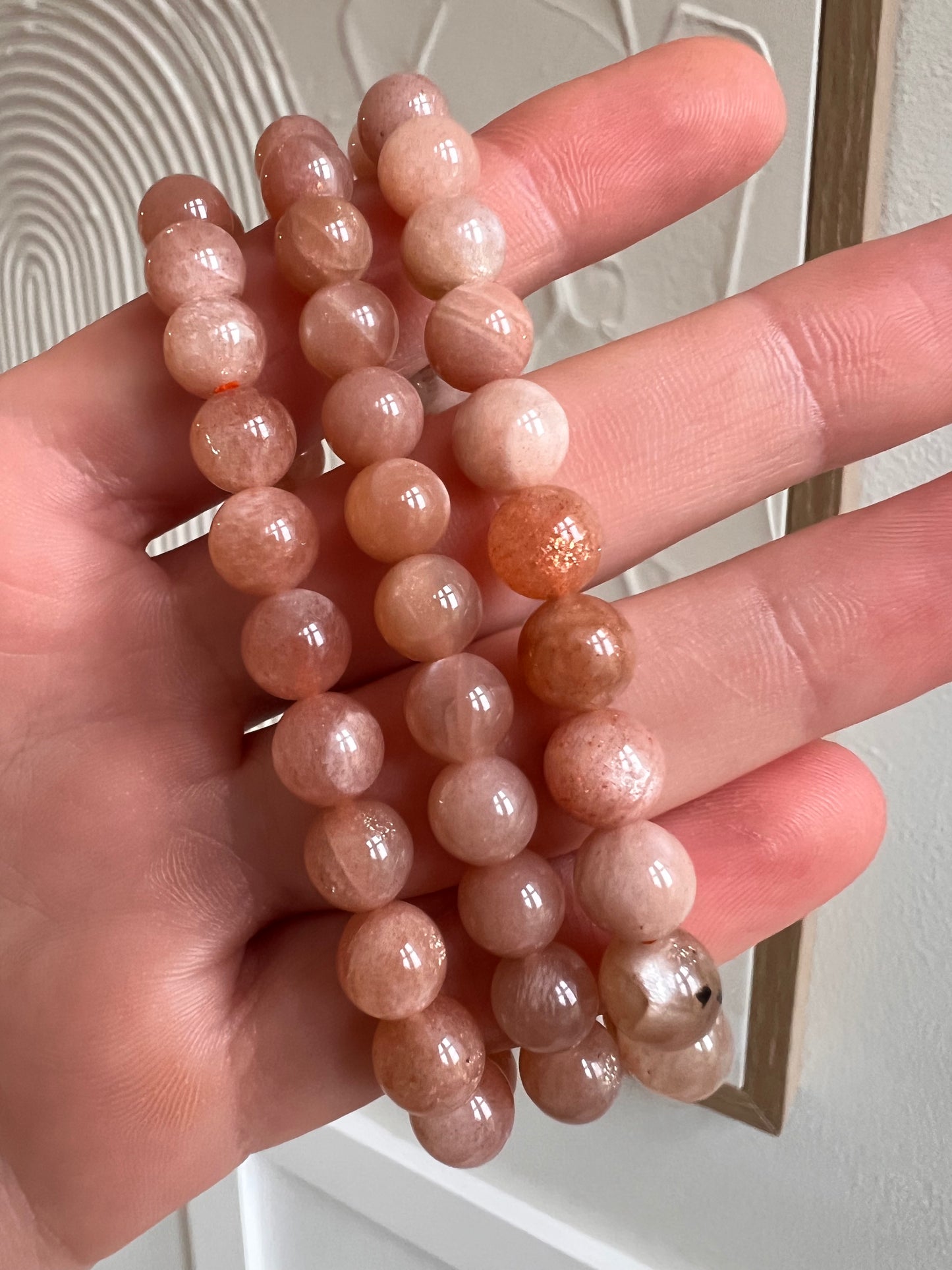Peach sunstone moonstone 8mm bracelet