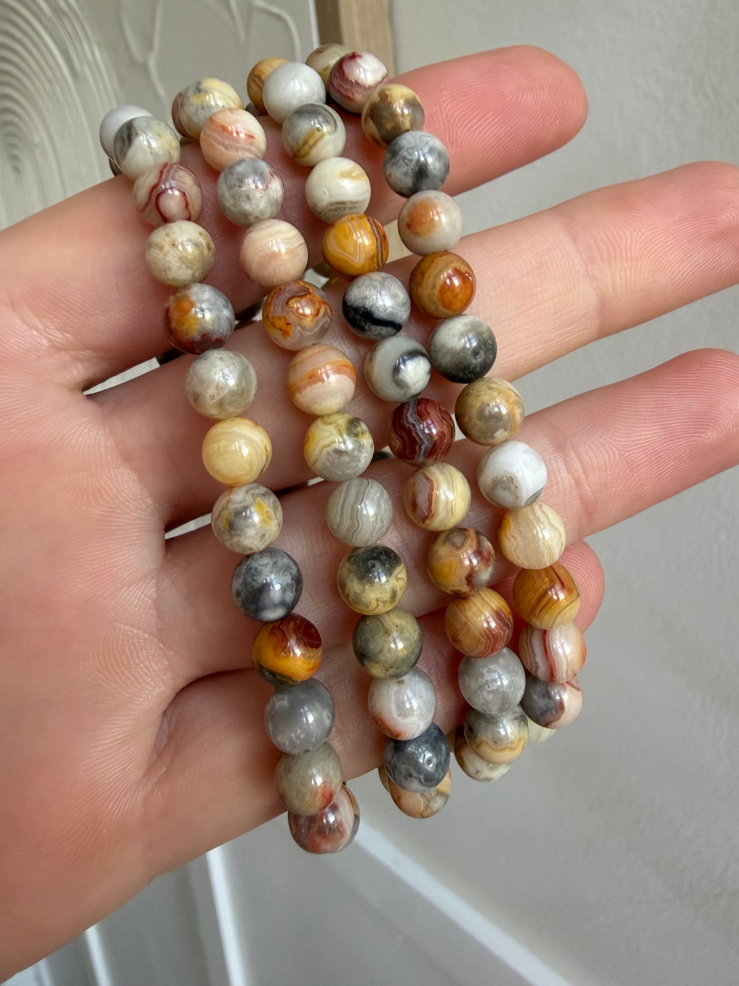 Crazy lace agate 4mm bracelet