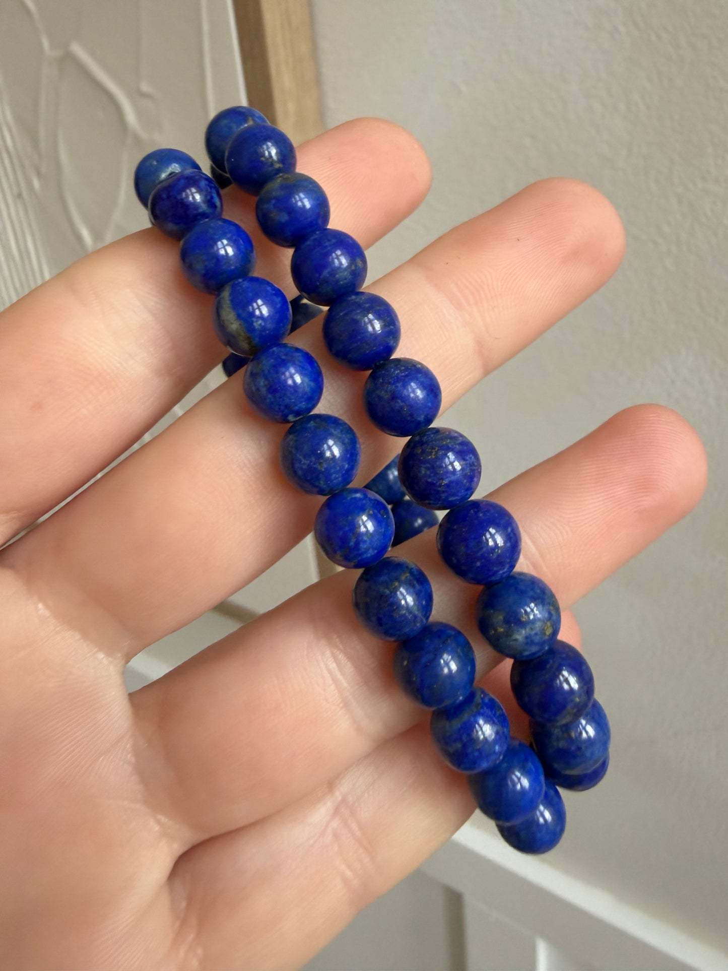Lapis and pyrite 8mm bracelet