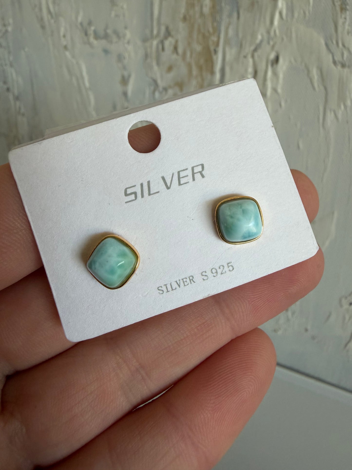 Larimar s925 gold plated studs