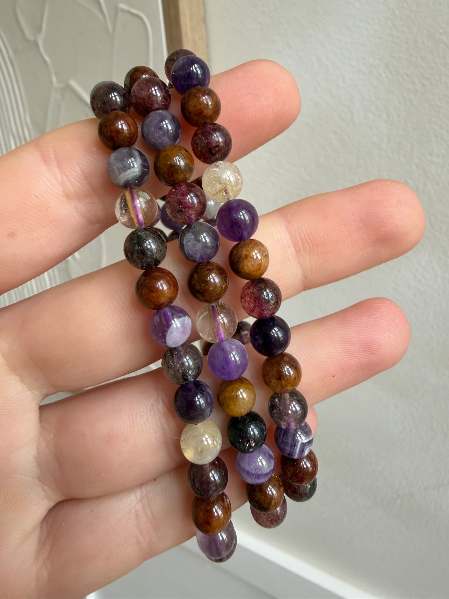 Mixed amethyst golden healer citrine fire quartz 6mm