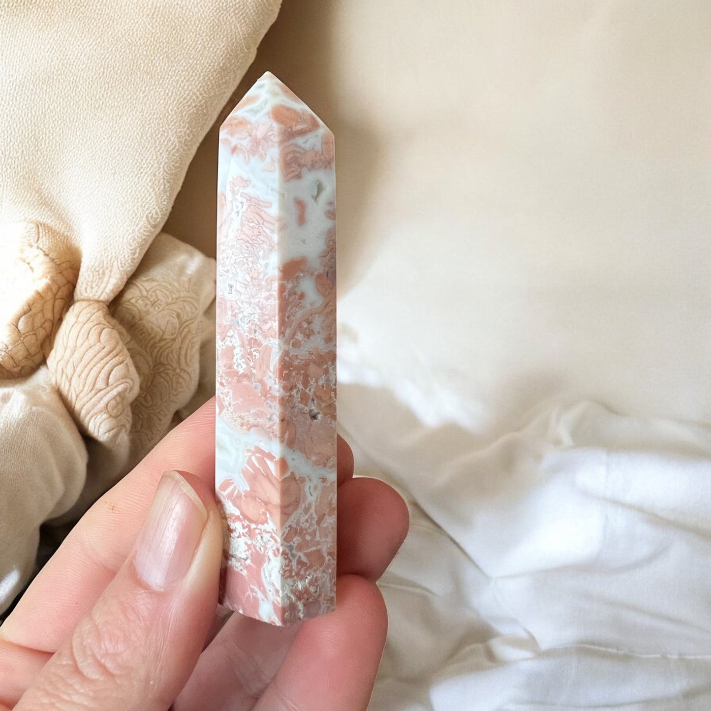 Pink agate cotton candy 10cm