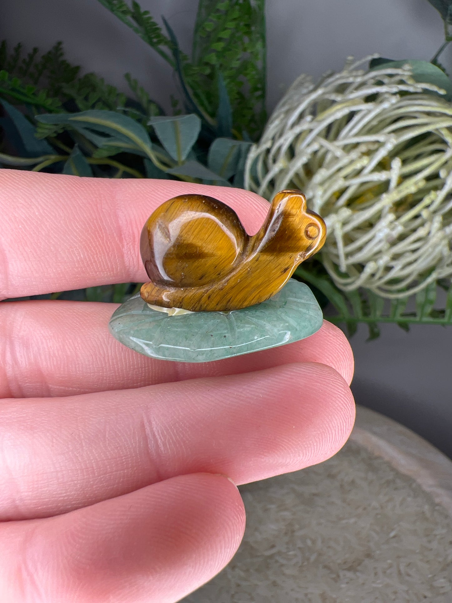 Tigers eye snail & green adventurine(choose your own)