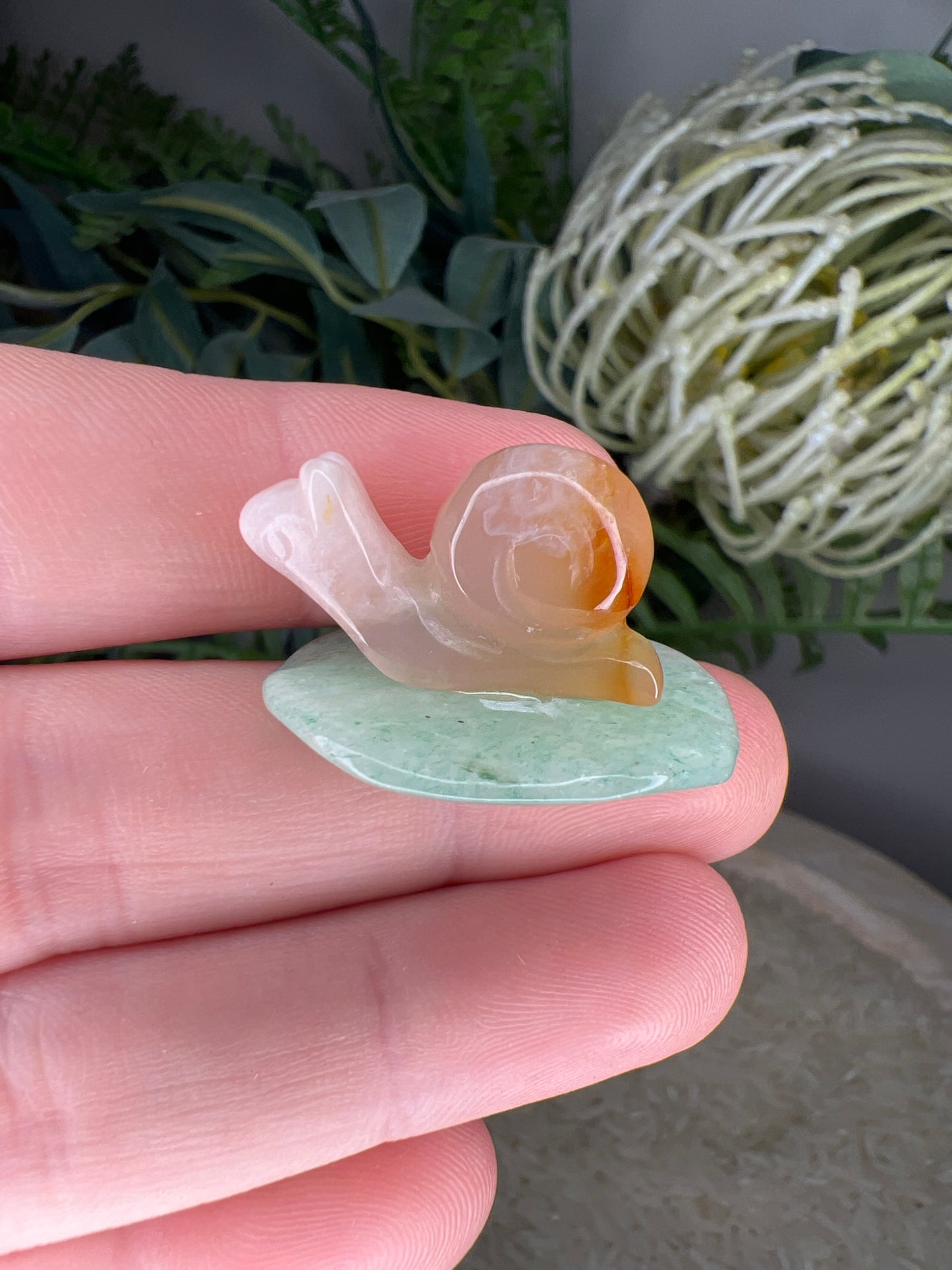 Flower agate snails& green adventurine (choose your own)