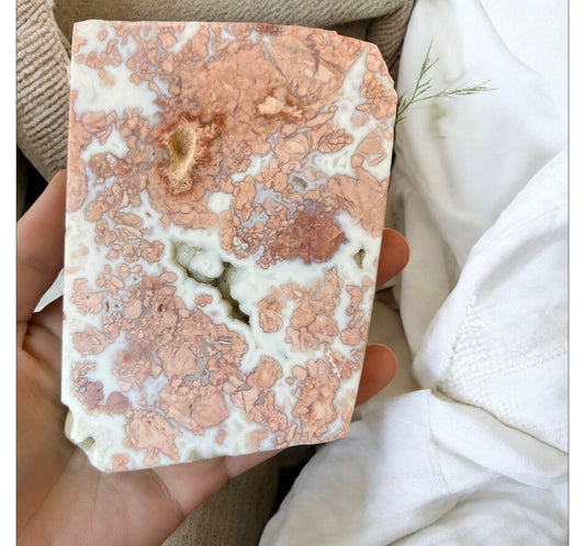 Pink agate slab