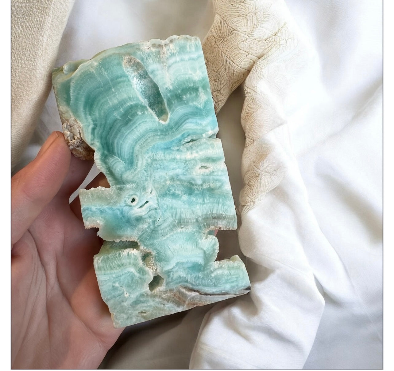 Blue aragonite slab