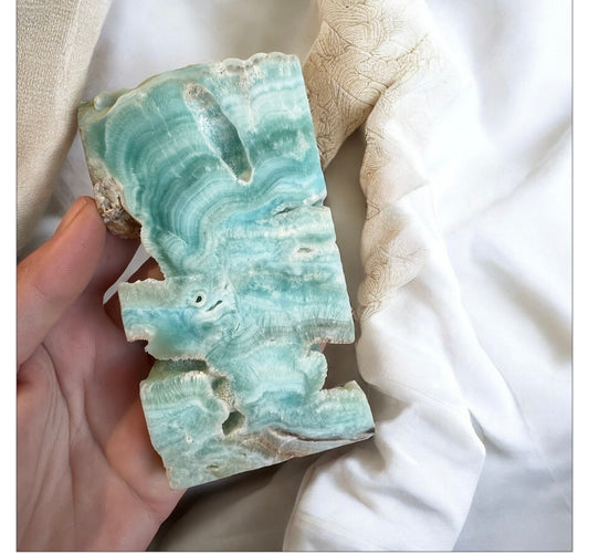 Blue aragonite slab
