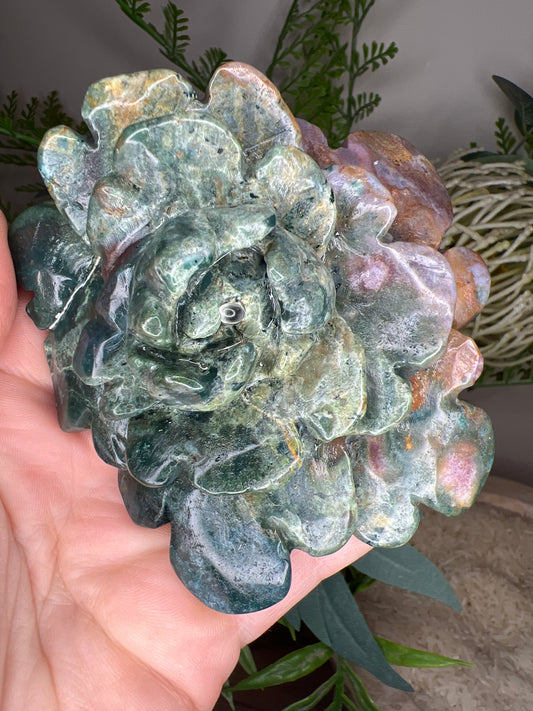 Ocean jasper flower carving