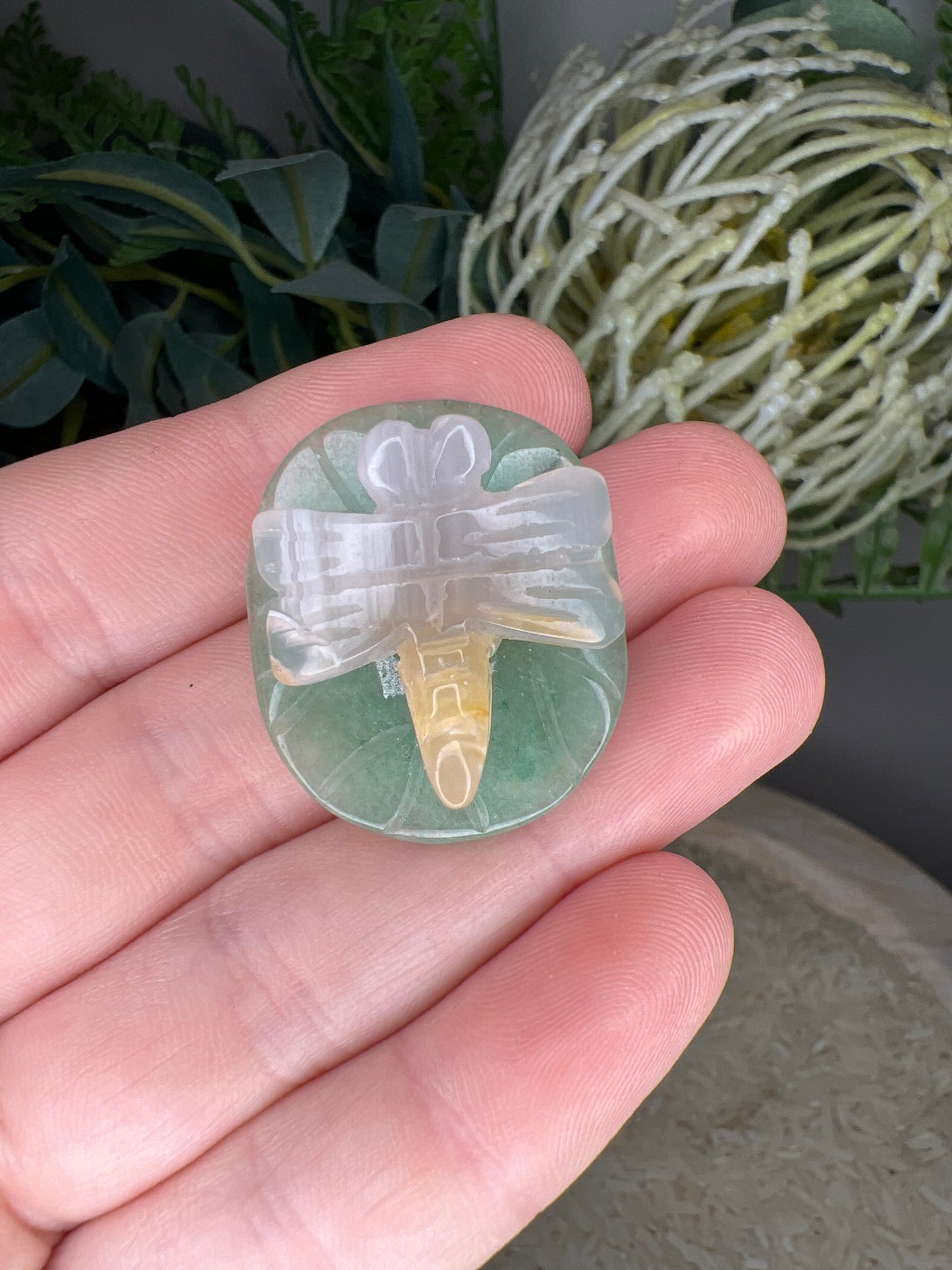 Flower agate dragonfly& green adventurine (choose your own)